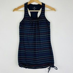 ATHLETA Blue Multistripe Tinker Athletic Bra Racerback Tank Top Shirt Womens XXS